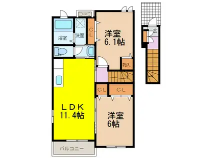 エクセレントII B(2LDK/2階)の間取り写真