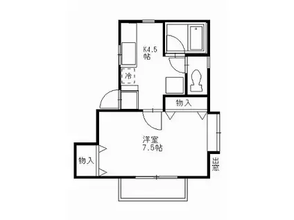 SKコーポ(1DK/2階)の間取り写真