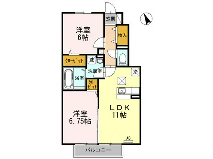 パークアベニューII(2LDK/1階)の間取り写真