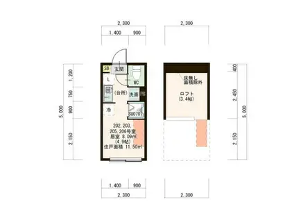 ハーモニーテラス下井草II(ワンルーム/2階)の間取り写真