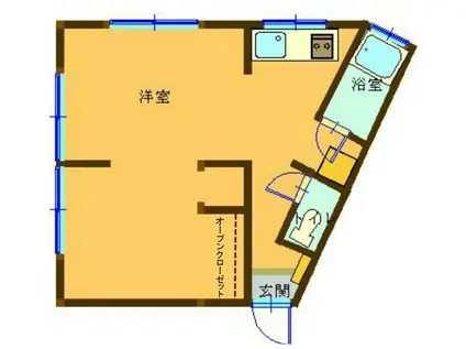 メゾンシブキ東台(ワンルーム/1階)の間取り写真