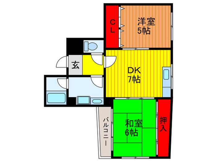 新橋ハーバー(2DK/2階)の間取り写真