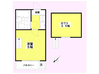 セドルハイム上板橋(1K/2階)の間取り写真