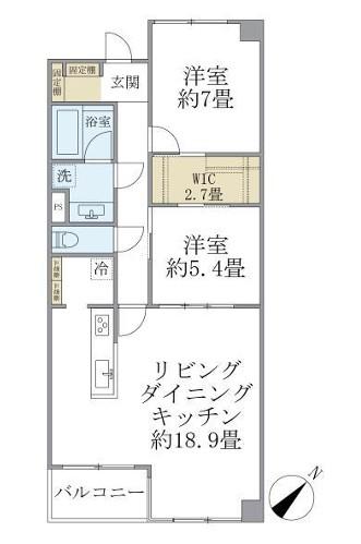 グランマルジュ市ヶ谷(2LDK/1階)の間取り写真