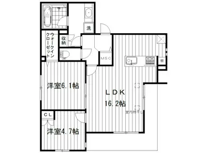 東中野一丁目計画(2LDK/1階)の間取り写真