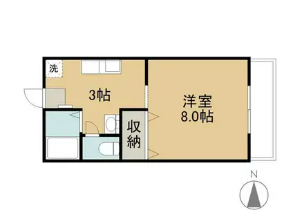 サンステート(1K/1階)の間取り写真