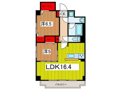 アンシャンテ大宮(2LDK/4階)の間取り写真