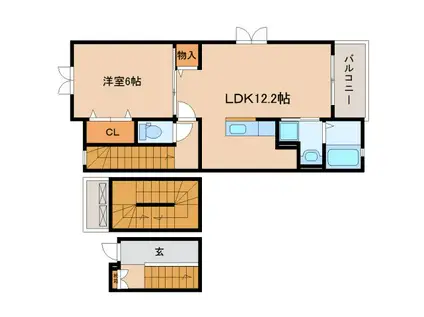 アルモニーT(1LDK/3階)の間取り写真