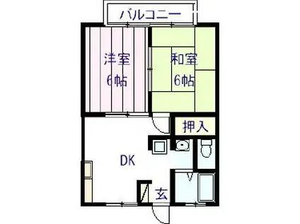 アークピア弐番館(2DK/2階)の間取り写真