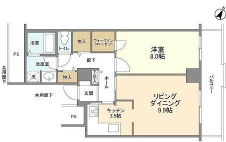 トルナーレ日本橋浜町(1LDK/17階)の間取り写真
