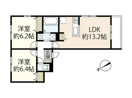 ユアメゾン南観音(2LDK/3階)の間取り写真