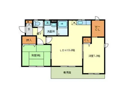 カーサシプリ(2LDK/1階)の間取り写真