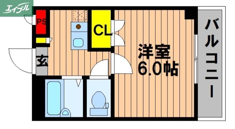ハッピーハイツ今(1K/2階)の間取り写真