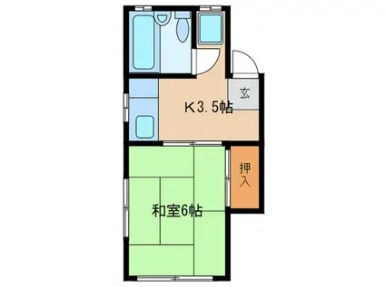 スミレハイツB棟(1K/2階)の間取り写真