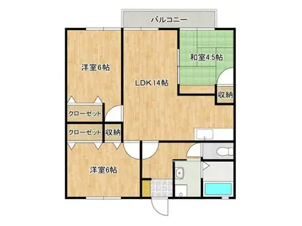 セジュールEDM(3LDK/2階)の間取り写真