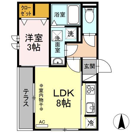 白山ガーデンプレイス(1LDK/1階)の間取り写真