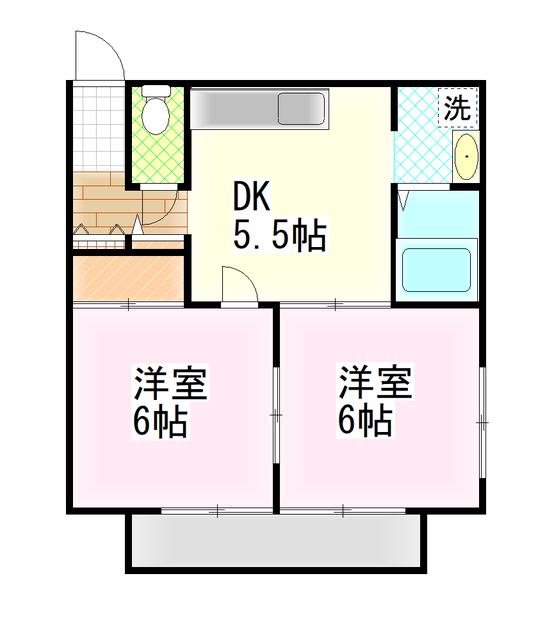 天王ビューハイツ(2DK/2階)の間取り写真