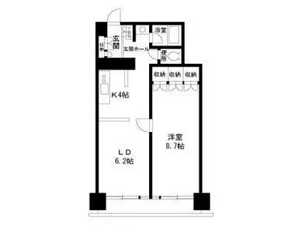 シャトレ市ヶ谷(1LDK/11階)の間取り写真