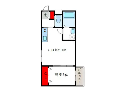 セレニティ加美南B棟(1LDK/1階)の間取り写真