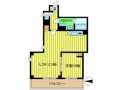 A-1628(1LDK/2階)の間取り写真
