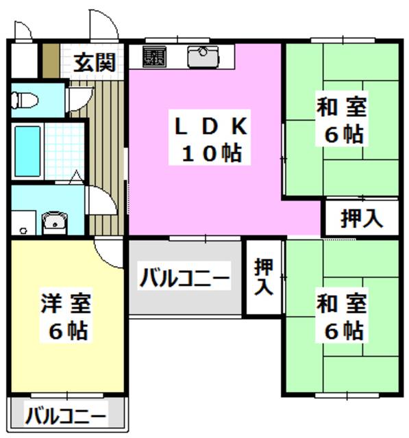 カーサフローラ玉木(3LDK/2階)の間取り写真