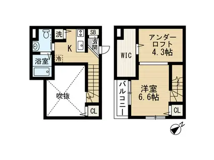 サパンコリーヌ(ワンルーム/2階)の間取り写真