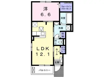 コレクトI(1LDK/1階)の間取り写真