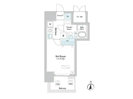 パークアクシス四ツ橋(1K/3階)の間取り写真