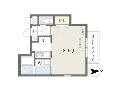 CHERIM志賀本通(ワンルーム/1階)の間取り写真