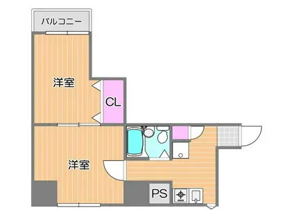 第一天瀬ビル(2K/5階)の間取り写真
