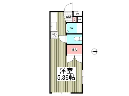 サンハイツ日野C(ワンルーム/2階)の間取り写真