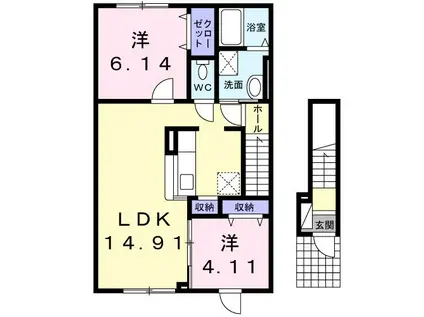 サンライズ彩(2LDK/2階)の間取り写真