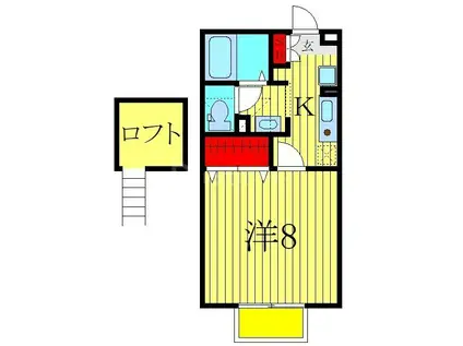 セジュールSA(1K/2階)の間取り写真