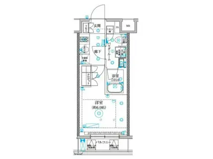 セジョリ横浜睦町(1K/2階)の間取り写真
