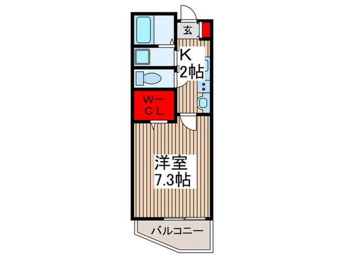 サンフェリス新所沢(1K/2階)の間取り写真
