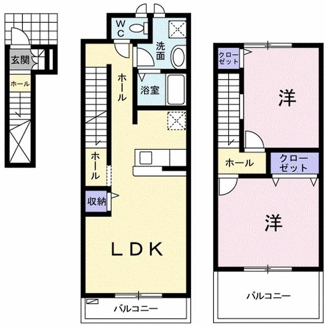 プレジオス A(2LDK/2階)の間取り写真