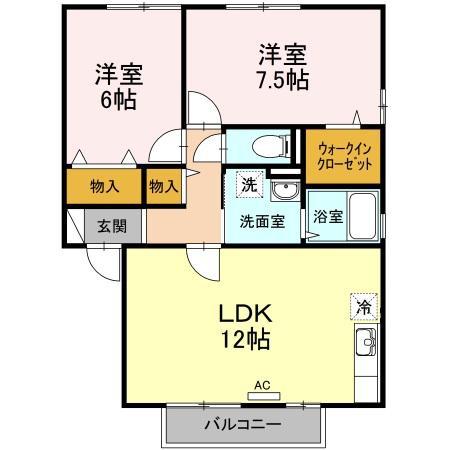 シルフィールド(2LDK/2階)の間取り写真
