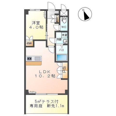 ディアフォンテーヌB(1LDK/1階)の間取り写真