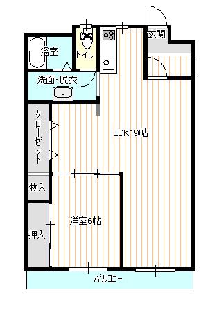 星川ハイツ(1LDK/4階)の間取り写真