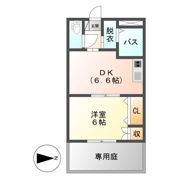 ぷるぷる(1DK/1階)の間取り写真