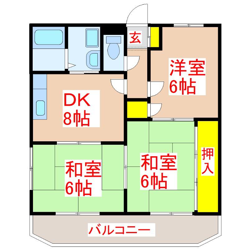 グレースハイム(3DK/1階)の間取り写真
