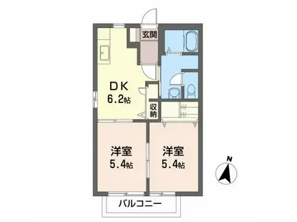 エミネンスIIE(2DK/2階)の間取り写真