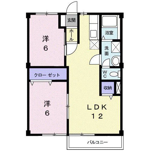 ニューシティカズミ(2LDK/2階)の間取り写真
