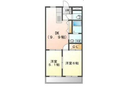 ベルグラース(2DK/2階)の間取り写真