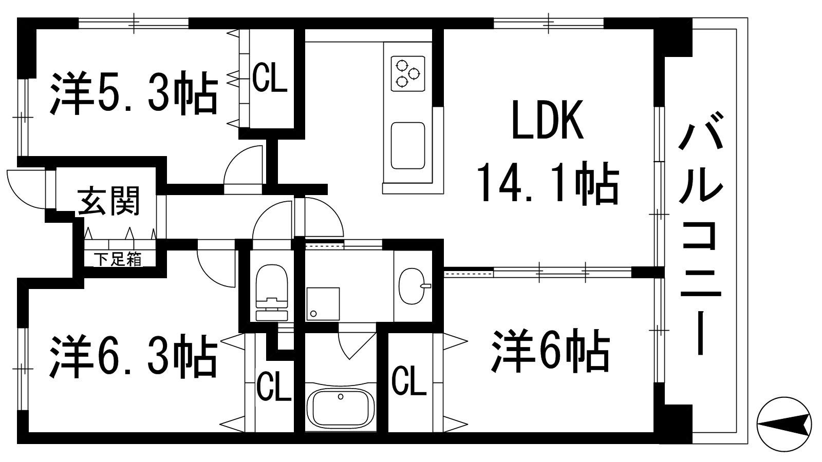KDX宝塚レジデンス(3LDK/12階)の間取り写真