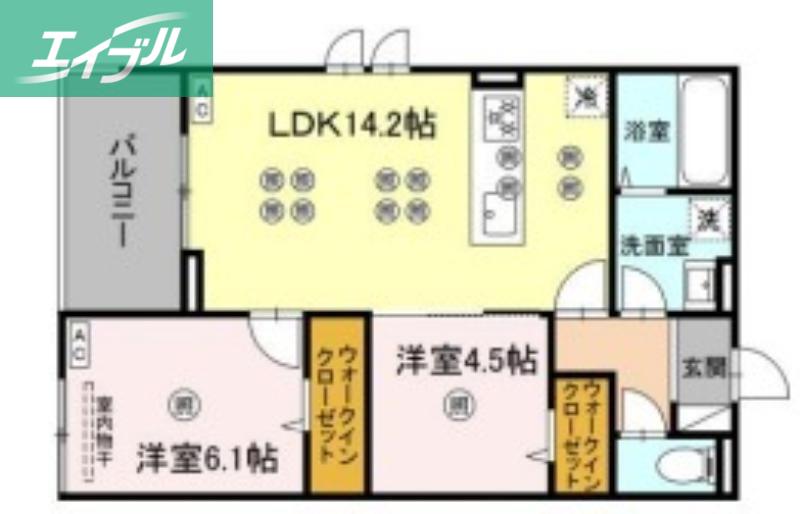 フェリックス(2LDK/2階)の間取り写真