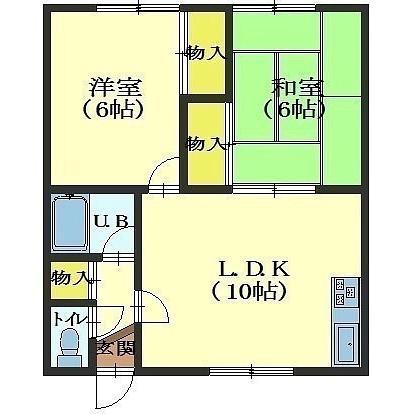 コーポ中川(2LDK/2階)の間取り写真