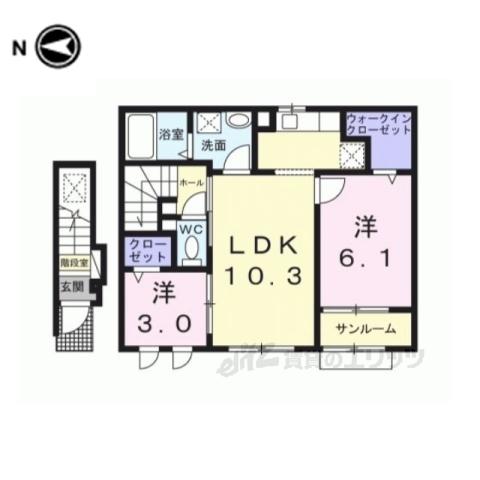 パーク・エノコダ(2LDK/2階)の間取り写真