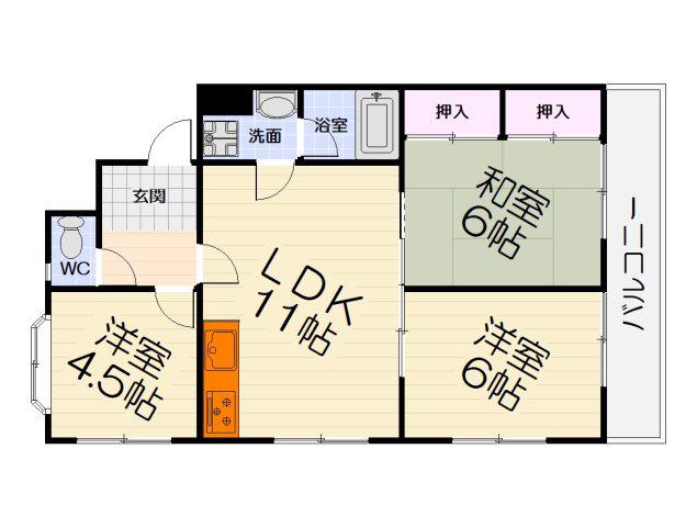 セントリビエール(3LDK/4階)の間取り写真
