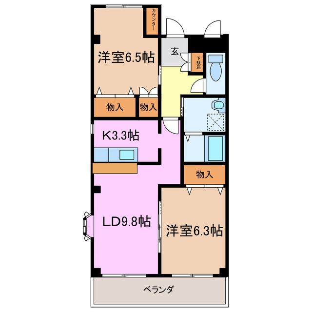 プランドール鎌倉台(2LDK/2階)の間取り写真